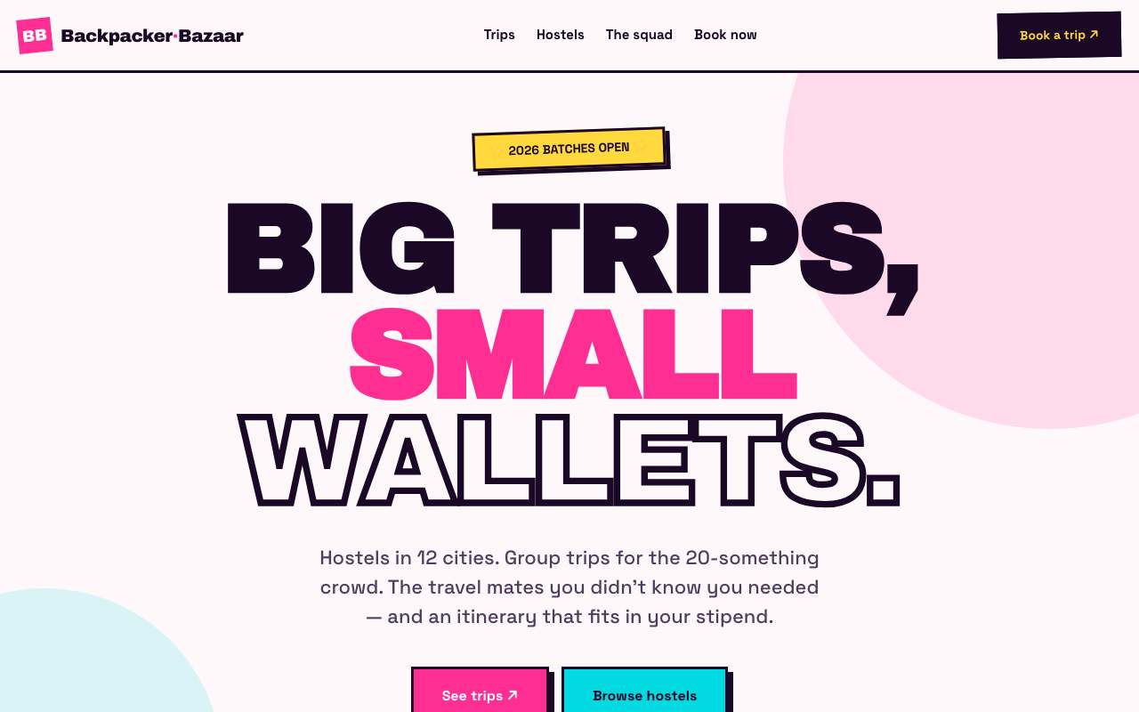 Backpacker Bazaar storefront preview